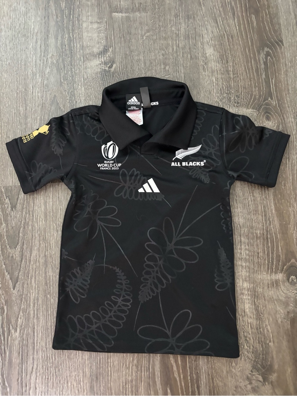 Adidas All Blacks Rugby World Cup 2023 Boys Jersey Black Size XS